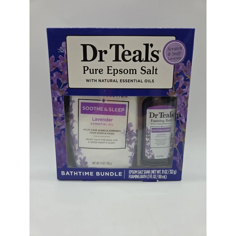 3x Dr Teal's Pure Epsom Salt Soak & Foaming Bath Lavender Essential Oil Gift Set